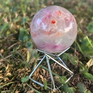Banded Floral Crystal Agate Sphere with Stand